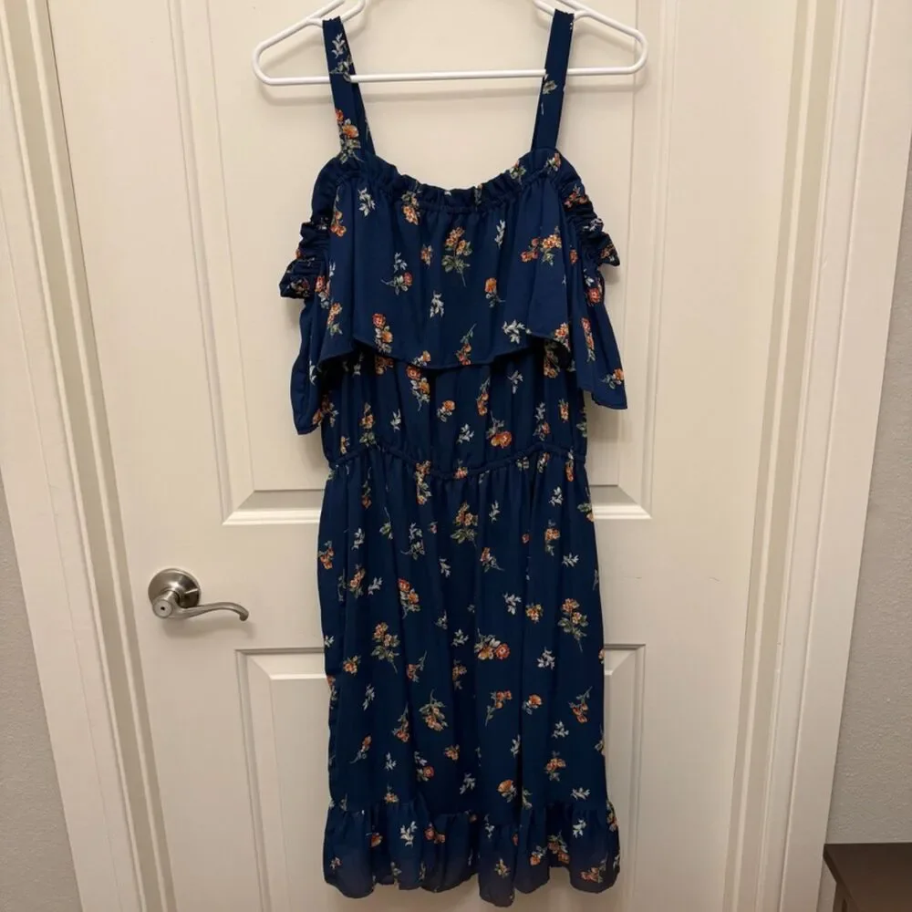 Liberty Love Blue Floral Off-the-Shoulder Dress -‎ 3XL
